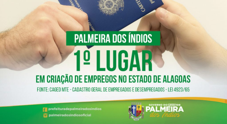 Palmeira dos Índios lidera criação de emprego e renda em 2019, em Alagoas