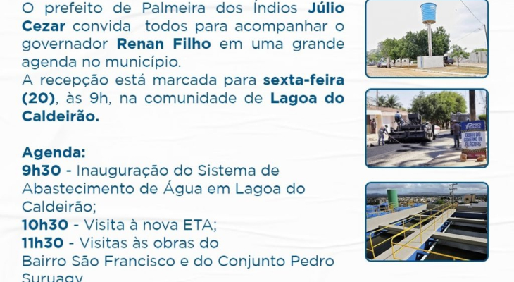 População se prepara para receber governador Renan Filho nesta sexta-feira (20)